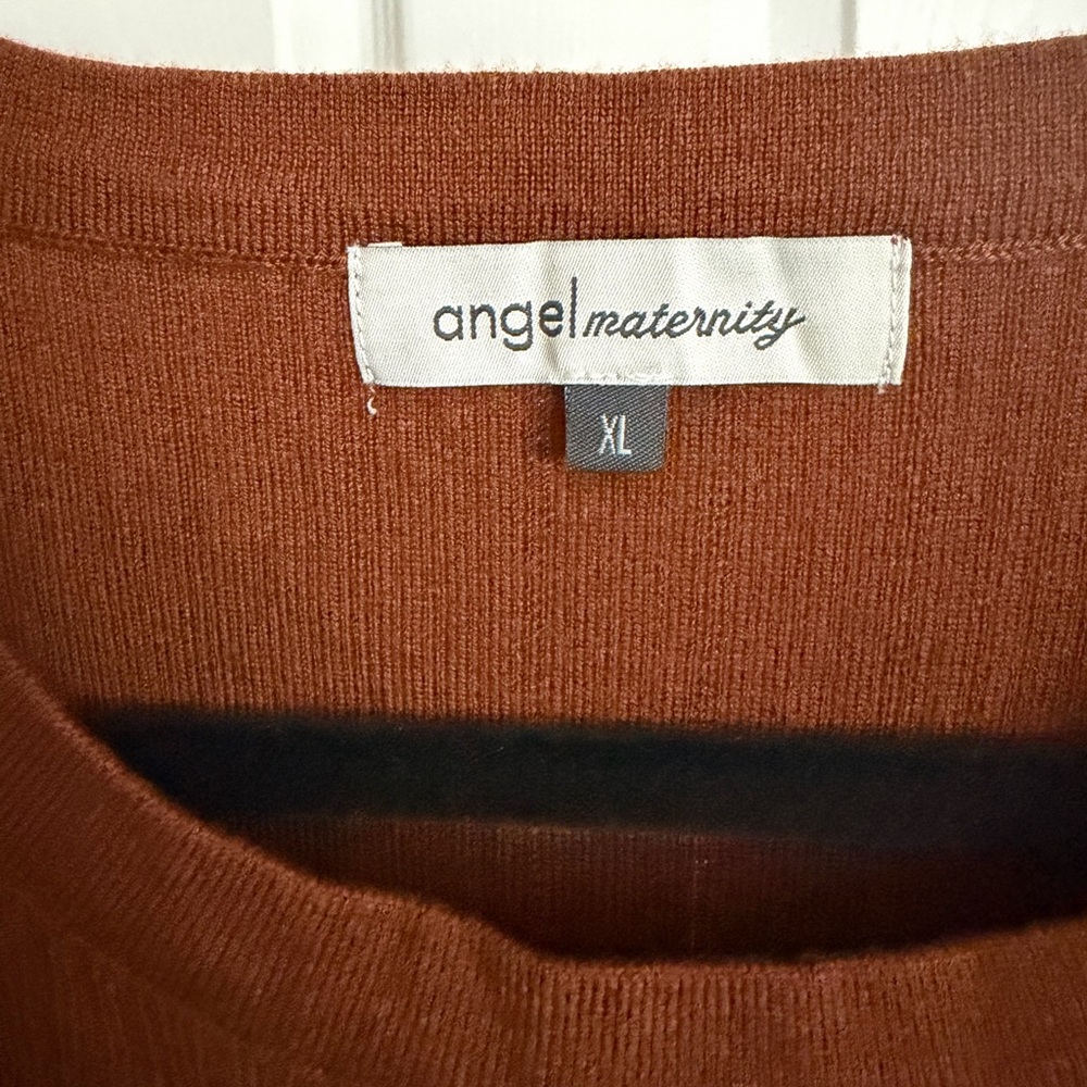 Elegant Brown Knit Dress Angel Maternity Knit MIDI Dress XL Nursing - Picture 3 of 5